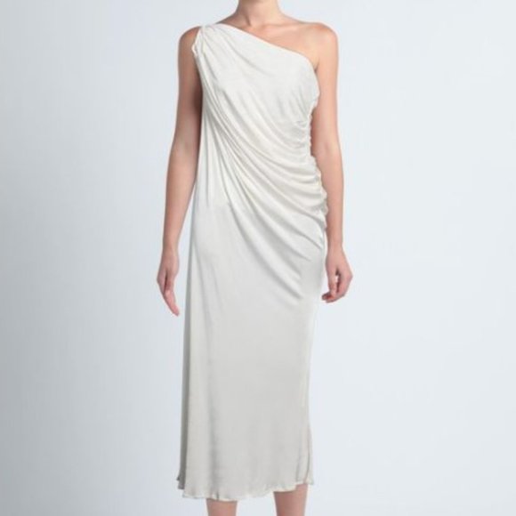 ANDREADAMO Draped Jersey Asymmetric One Shoulder Midi Dress - Picture 1 of 3